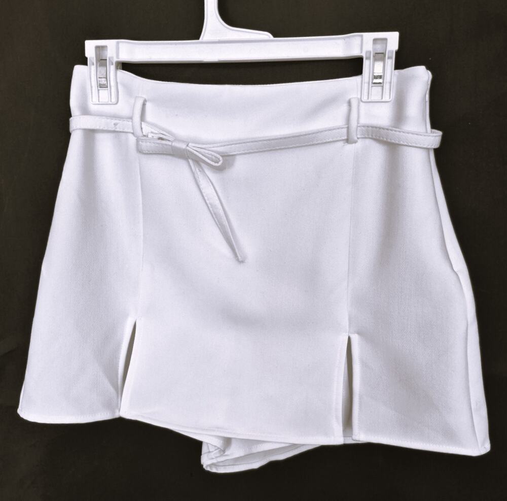 New ZARA White Stretch Belted Skort Skirt Shorts Women Sz M NWT